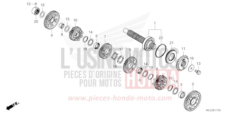 BOITE DE VITESSES (ARBRE INTERMEDIAIRE) (DCT) de Africa Twin DCT PEARL GLARE WHITE (NHB53H) 2022